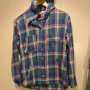 Adam Levine Collection Blue and Orange Plaid Shirt